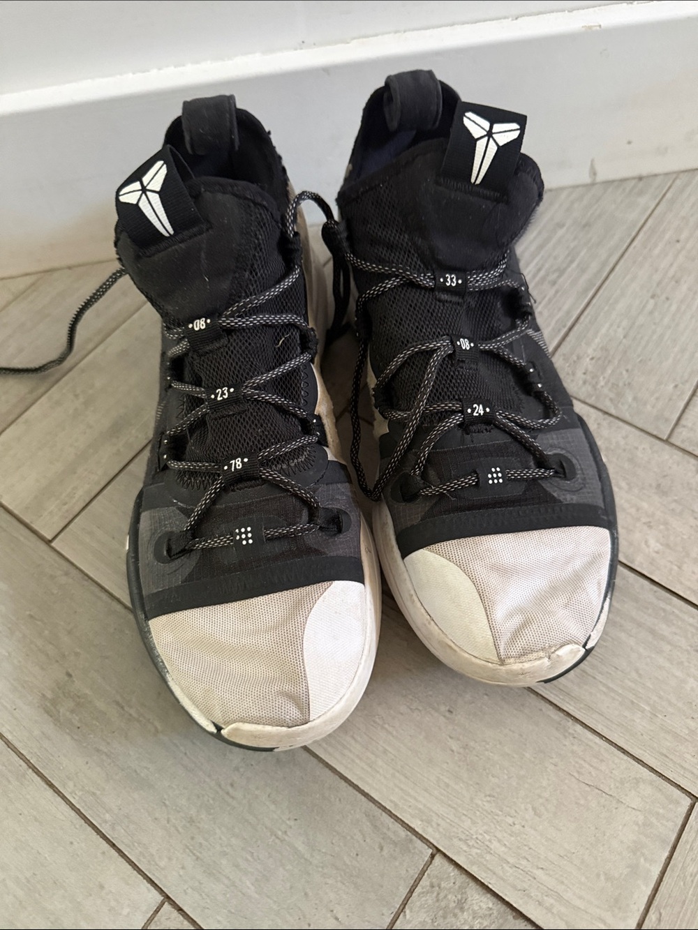 Nike Kobe Black and White High-Top Basketball Shoes
